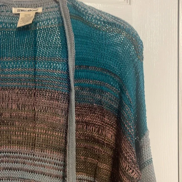 Billabong stripes over you open long sleeve striped cardigan size small NWT - Picture 8 of 11